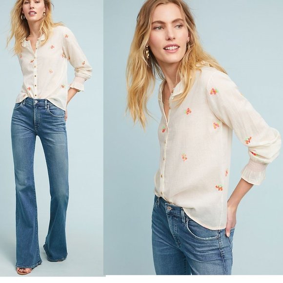 Anthropologie Tops - Anthropologie Grace Embroidered Buttondown